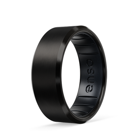 Wayland Bevel Ring - Black Zirconium & Black Pearl
